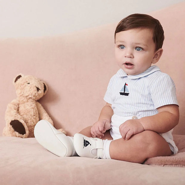 Hand Embroidered Shirt & White Shorts Set