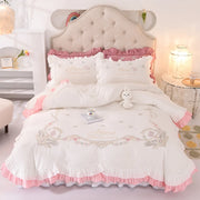 Embroidery Cotton Floral Bedding Set