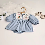 Baby and Toddler Big Collar Embroidered Bodysuit