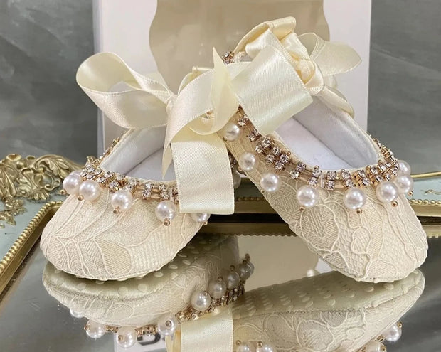 Ivory Lace Baptism Girl Shoes