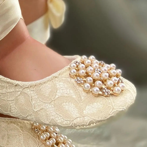 Ivory Lace Baptism Girl Shoes