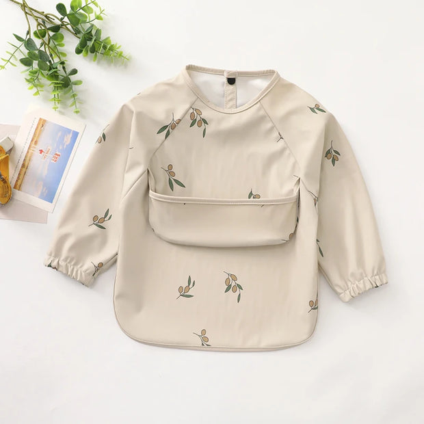 Baby Long Sleeve Feeding Aprons With Waterproof Pocket