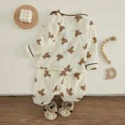 Bear Print Long Sleeve Spring Clothes Casual Set