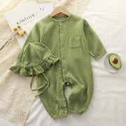 Baby Cotton Hat & Long Sleeve Jumpsuit