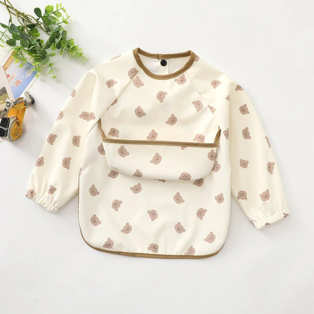 Baby Long Sleeve Feeding Aprons With Waterproof Pocket