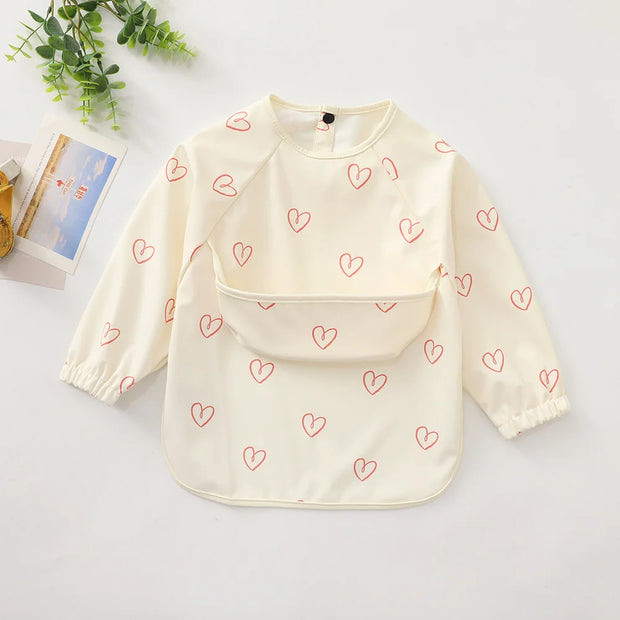 Baby Long Sleeve Feeding Aprons With Waterproof Pocket