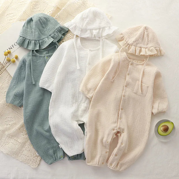 Baby Cotton Hat & Long Sleeve Jumpsuit