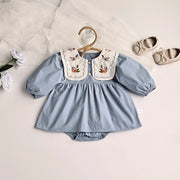 Baby and Toddler Big Collar Embroidered Bodysuit