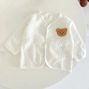 Baby Muslin Set Romper and Hat with Cartoon Bear