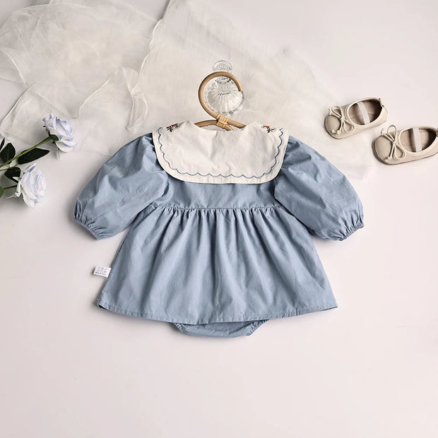 Baby and Toddler Big Collar Embroidered Bodysuit