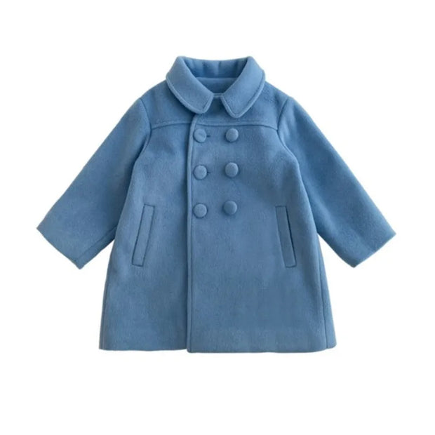 Winter Girl Woolen Cotton Coat  Double Breasted