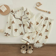 Bear Print Long Sleeve Spring Clothes Casual Set