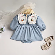 Baby and Toddler Big Collar Embroidered Bodysuit